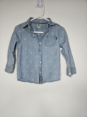 Baby OshKosh B'gosh Chambray Denim Anchor Button Up Shirt Size 2T Toddler🩷